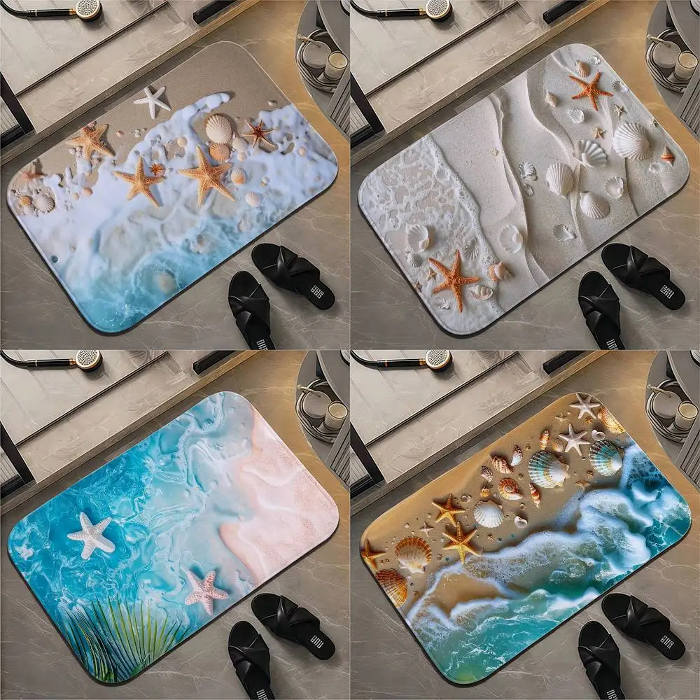

Beach Waves Floor Mat Printed Large Carpets Room And Bedroom Carpets Bathroom Anti Slip Door MATS Small Carpets