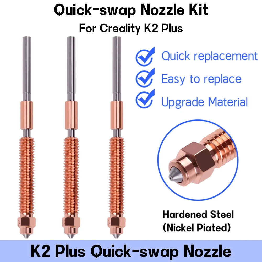

K2 Plus Hardened steel Nozzle Quick-Swap Nozzle Kit All-metal Design For Creality K2 Plus 3D Printer Accessories