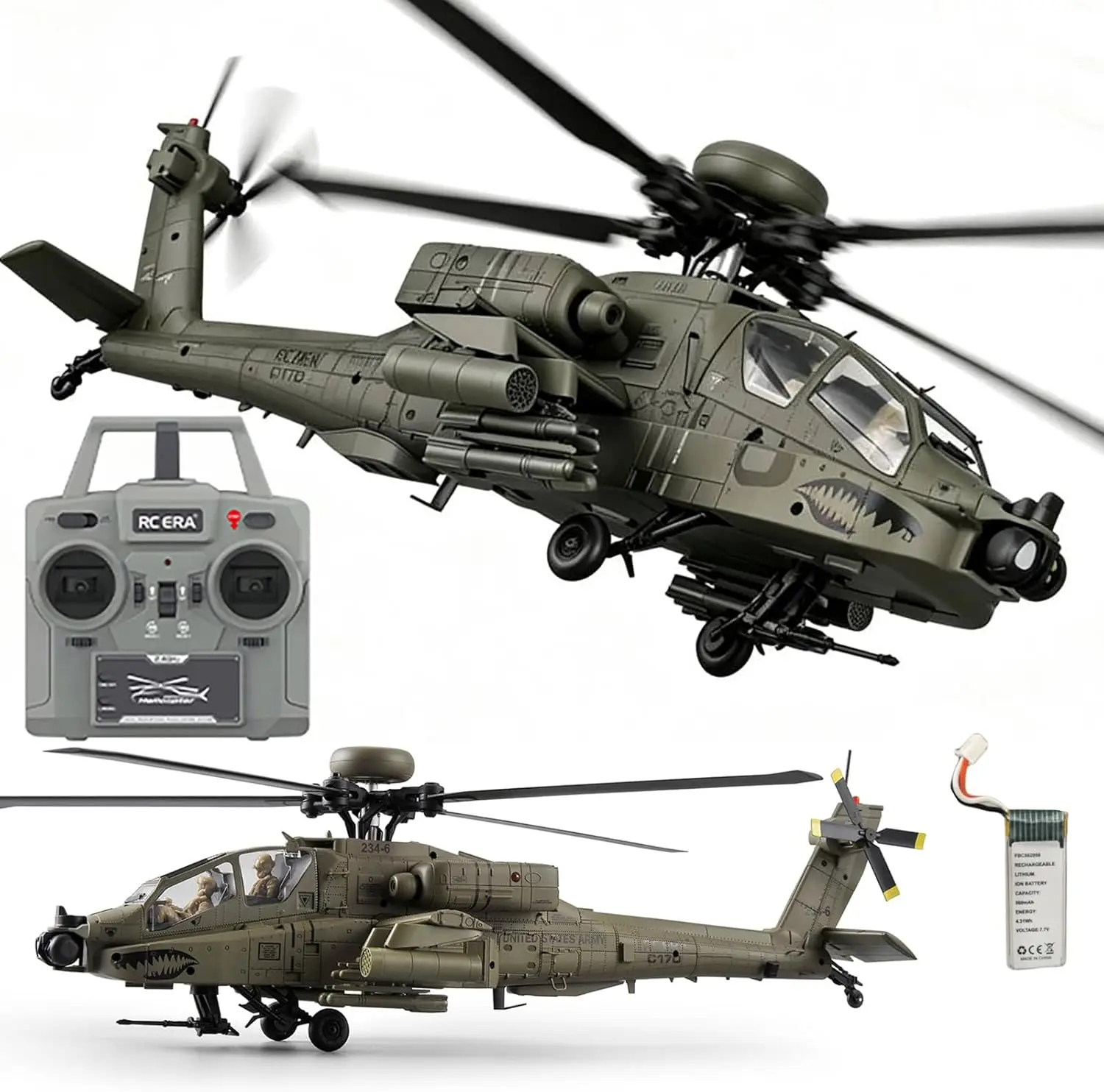 C170 AH-64D Remote Control Helicopter Aircraft for Adults Expert 1/48 RC Heli Maintain Altitude Brushless Motor / Optical Flow P