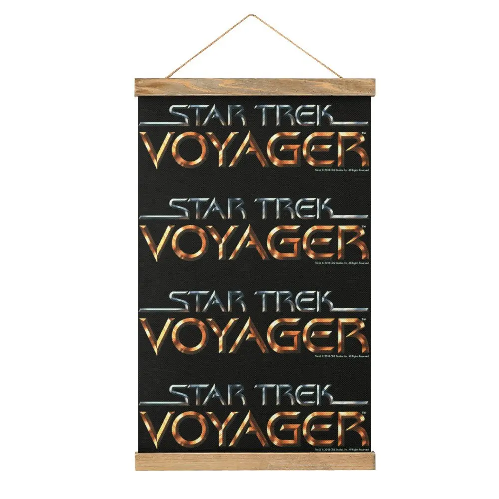 Graphic Cool Star Trek Voyager Metallic Chrome Title Logo Cla Canvas Hanging Picture Picture Hanging Humor Graphic Office   Draw