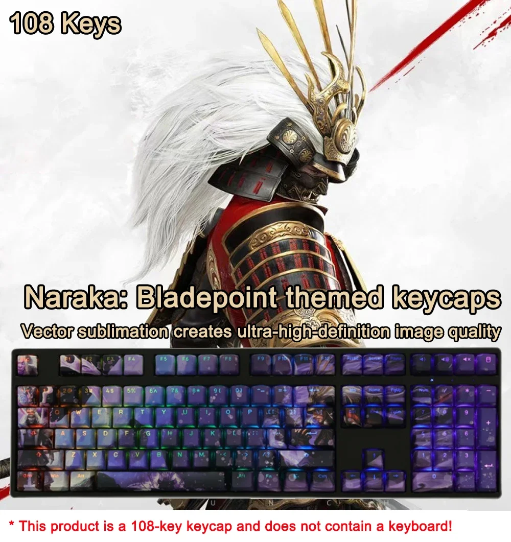 Naraka: Bladepoint Takeda Nobutada Tastenkappen, Gaming, Anime, PBT-Sublimation, Cherry-Profil, MX-Schalter, Tastenkappe für mechanische Tastaturen. – Detail 3