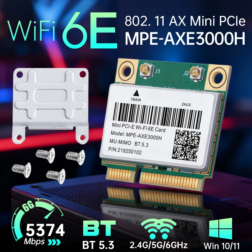 

FENVI WiFi 6E AXE3000H Mini PCI-E WiFi Card Dual Band 2.4G/5Ghz BT 5.3 802.11AX Wireless Network Card Adapter For Windows 10/11