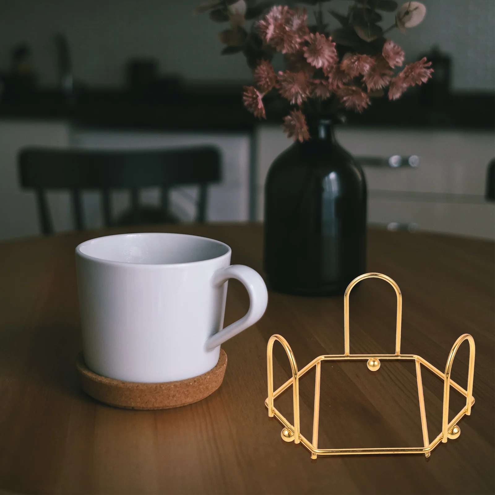 2 قطعة أصحاب كوستر الحديد جوفاء منظم سطح المكتب ل كأس الحصير وعاء الحصير أداة المطبخ تخزين الرف أصحاب كوستر جوفاء #6