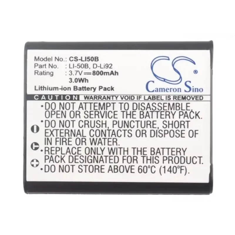 3.7V 800mAh Camera Battery D-Li92 for PENTAX WG-4,X70,WG-2,WG1,WG-3, For Olympus Tough 8010,TG-810,XZ-1,VH-5,XZ-10,U1030,u9000