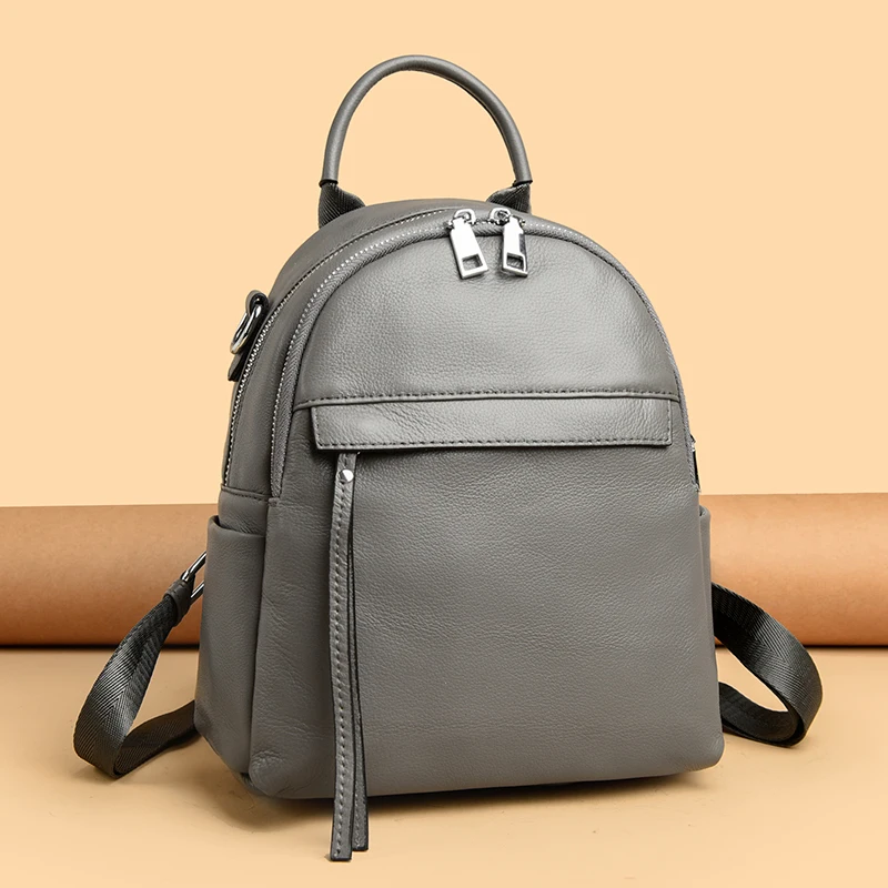 

Designer Solid Color 100%Genuine Leather Women Backpack Luxury Lady Large Capacity Travel Backpack Girls Female Leather Knapsack
