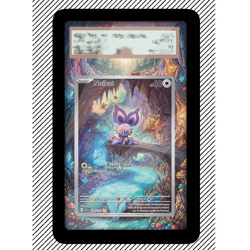 Estojo Protetor de Acrílico para Exibição de Cartas Pokémon PTCG, Arte Noibat, Chaveiro de Anime, Colecionáveis de Jogos, para Fãs de Arte, Brinquedos e Presentes