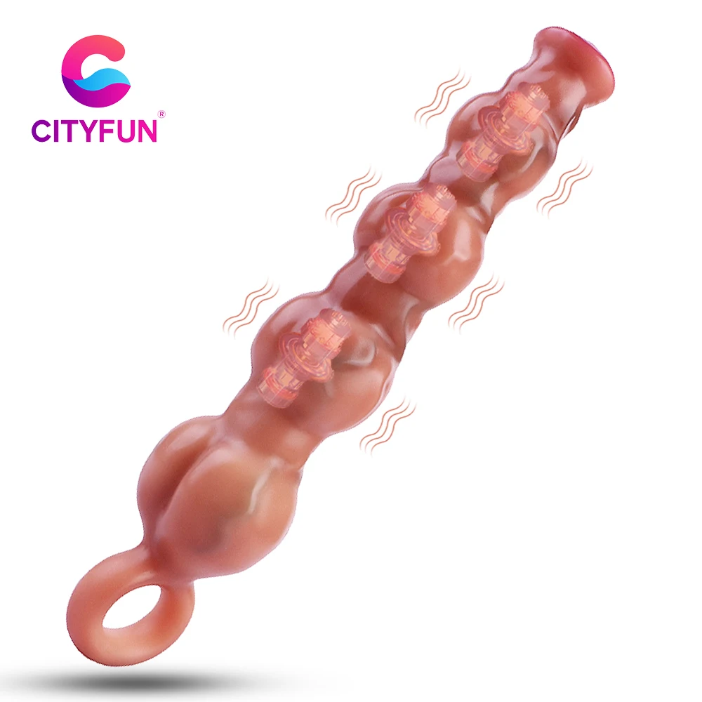 CITYFUN أربعة الخرز الجنس الهزاز الشرج دسار بعقب المكونات سيليكون لعبة الجنس للنساء الرجال مثليه ثلاثة محرك قوي محفز #1