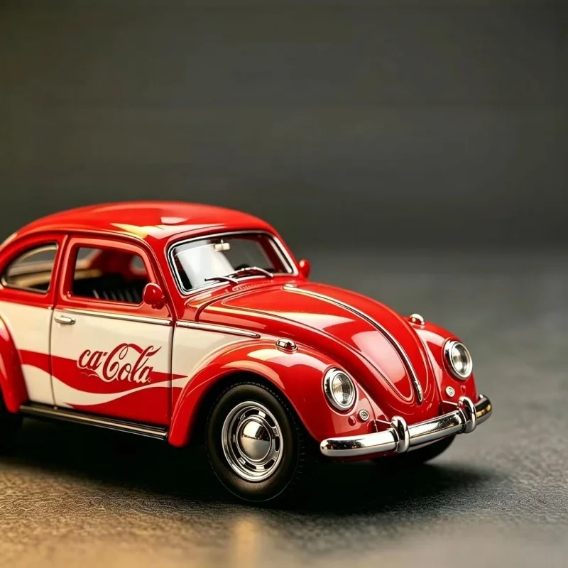 1/36 classic retro Beetle-shaped die-cast car model, red and white custom paint, pull-back function, realistic toy car, suitable - view 4