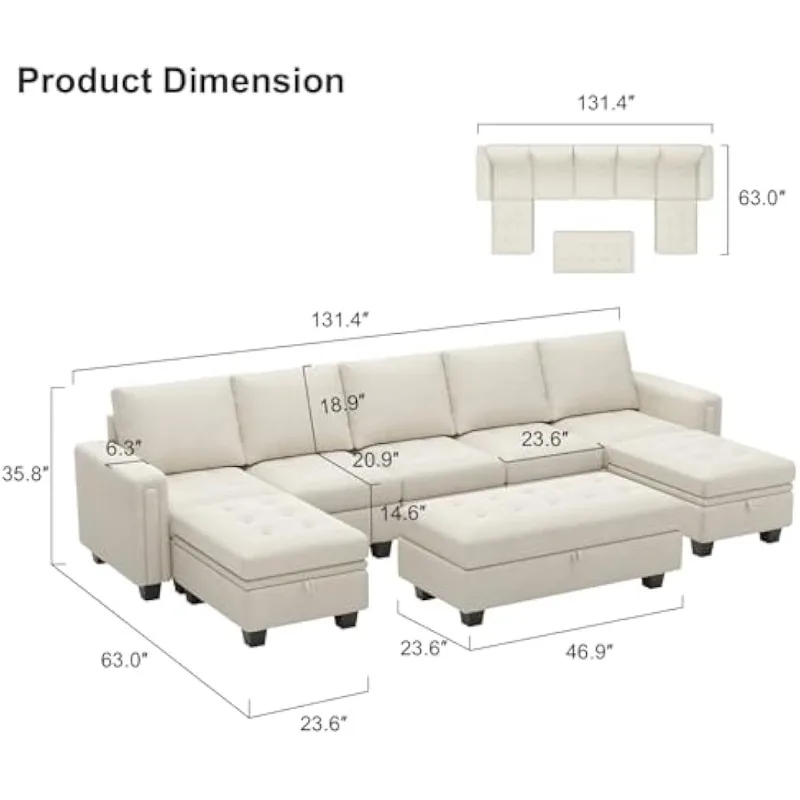 طقم أريكة مقطعي رائع طقم أريكة مخملي على شكل حرف U مع أريكة مقطعية واسعة قابلة للتحويل #2