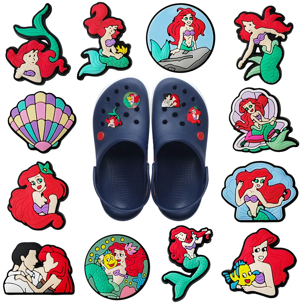 1-12pcs Mermaid series  Charms Accessories Shoe Decorations Pins for  Woman Men  Jeans Wholesale