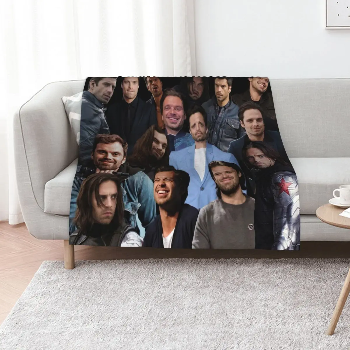 sebastian collage Throw Blanket Hairys Plaid on the sofa Bed covers Heavy Soft Big Cute Plaid Blankets