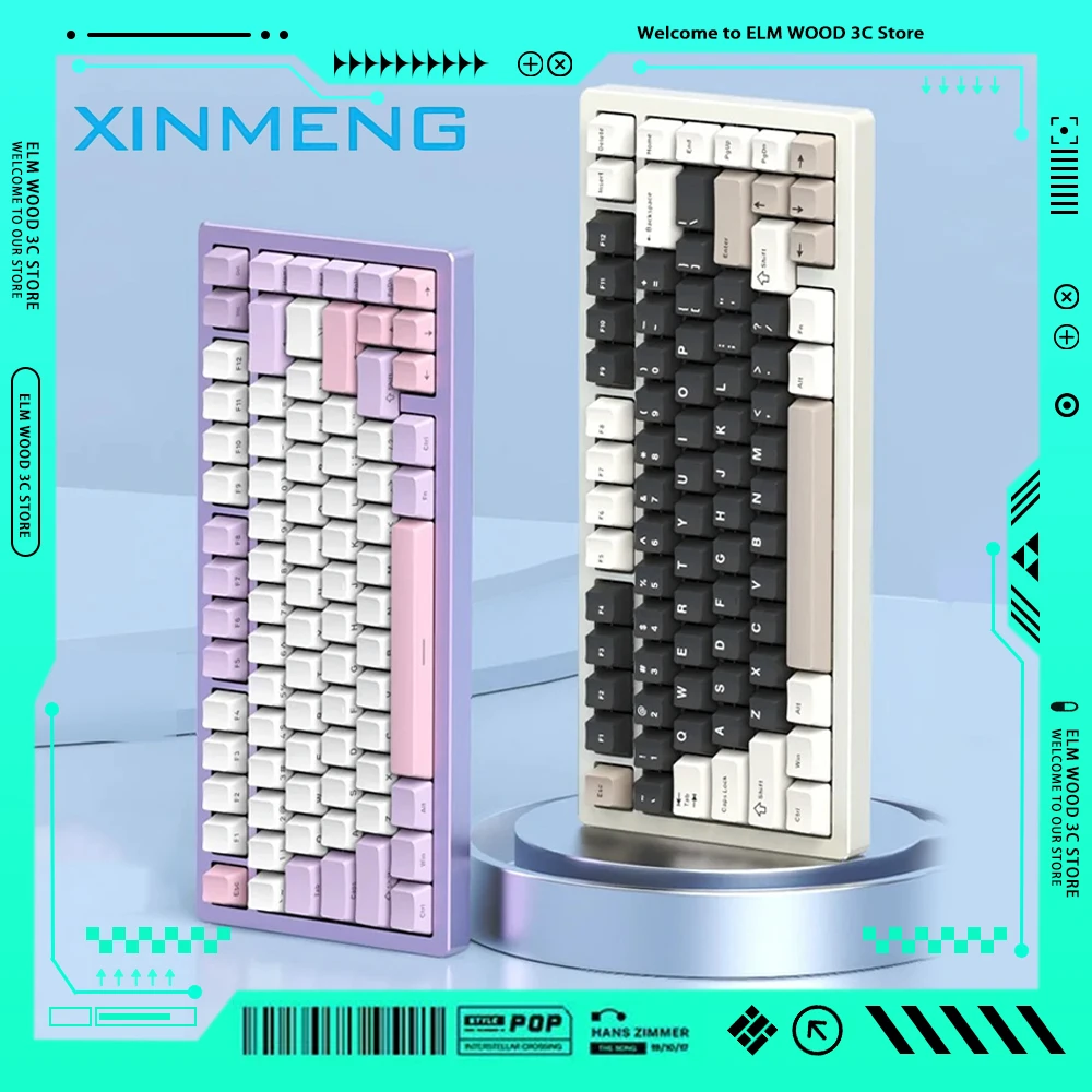 

New Xinmeng A75 Mechanical Keyboard Aluminium Alloy 10000mAh Three Mode RGB Low Delay Wireless Gaming Keyboard Support VIA Gamer