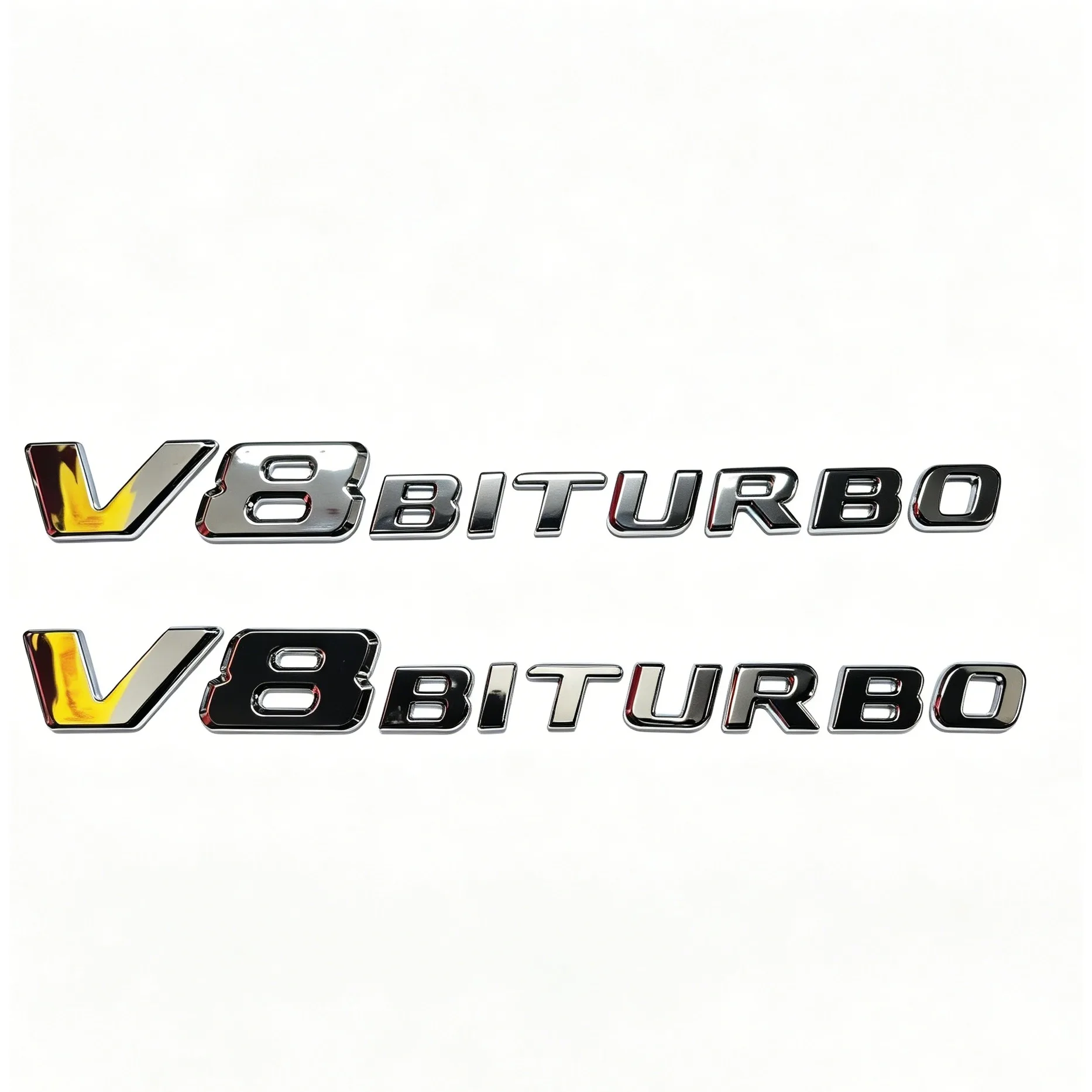 2 autocollants 3D V8 BITURBO pour ailes de voiture, emblèmes de pare-chocs pour MB W204 W205 C63 W212 W213 E63 G63, accessoires de style automobile