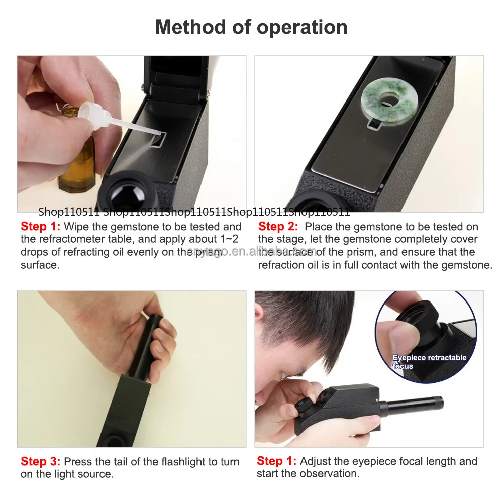 High Precision Gem Refractometer with Light Emitting Diode Jewelry RI Tester for Gem Identification 1.30-1