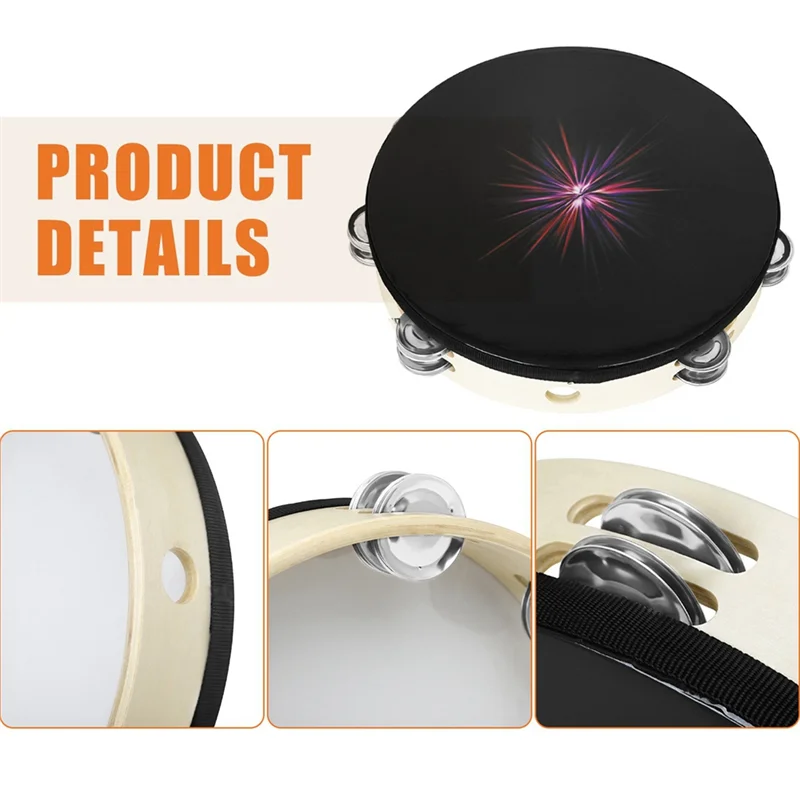 AED2-10 بوصة يده الدف صف مزدوج جلجل طبل قرع أداة الكبار الكنيسة KTV أداة عزف موسيقى الرقص