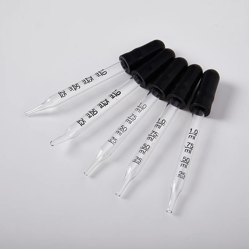 5PCS 1ML Glass Scale Dropper Rubber Head Scale Pipette Dropper Essential Oil Bottle Straw Multi-purpose Droppers For School Home