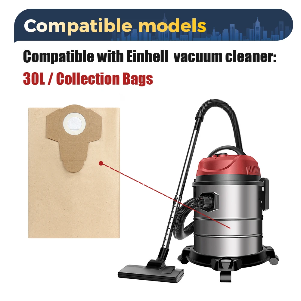 5/10 PCS 20L 30L Dust Collection Bag For Einhell BT-VC1250S/BT-VC1250/TC-VC 18/20 Li S-Solo Wet And Dry Vacuum Filter Bag