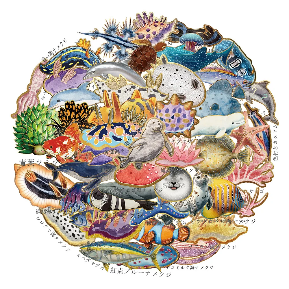 50 Pcs Creative Japanese Biology PET Clear Material Stickers DIY Scrapbooking Material Decorative Personality Stickers