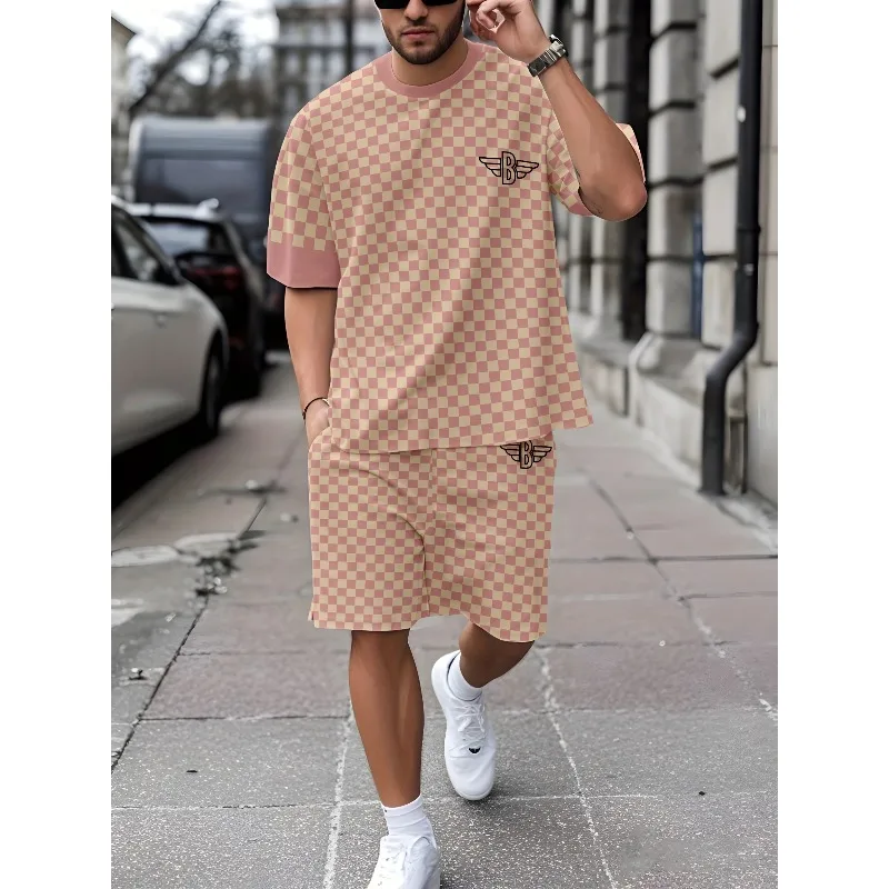 

2025 Personalized 3D Printed Summer Men's Daily Leisure Sports Street Travel Round Neck Short Sleeved T-shirt Shorts Set