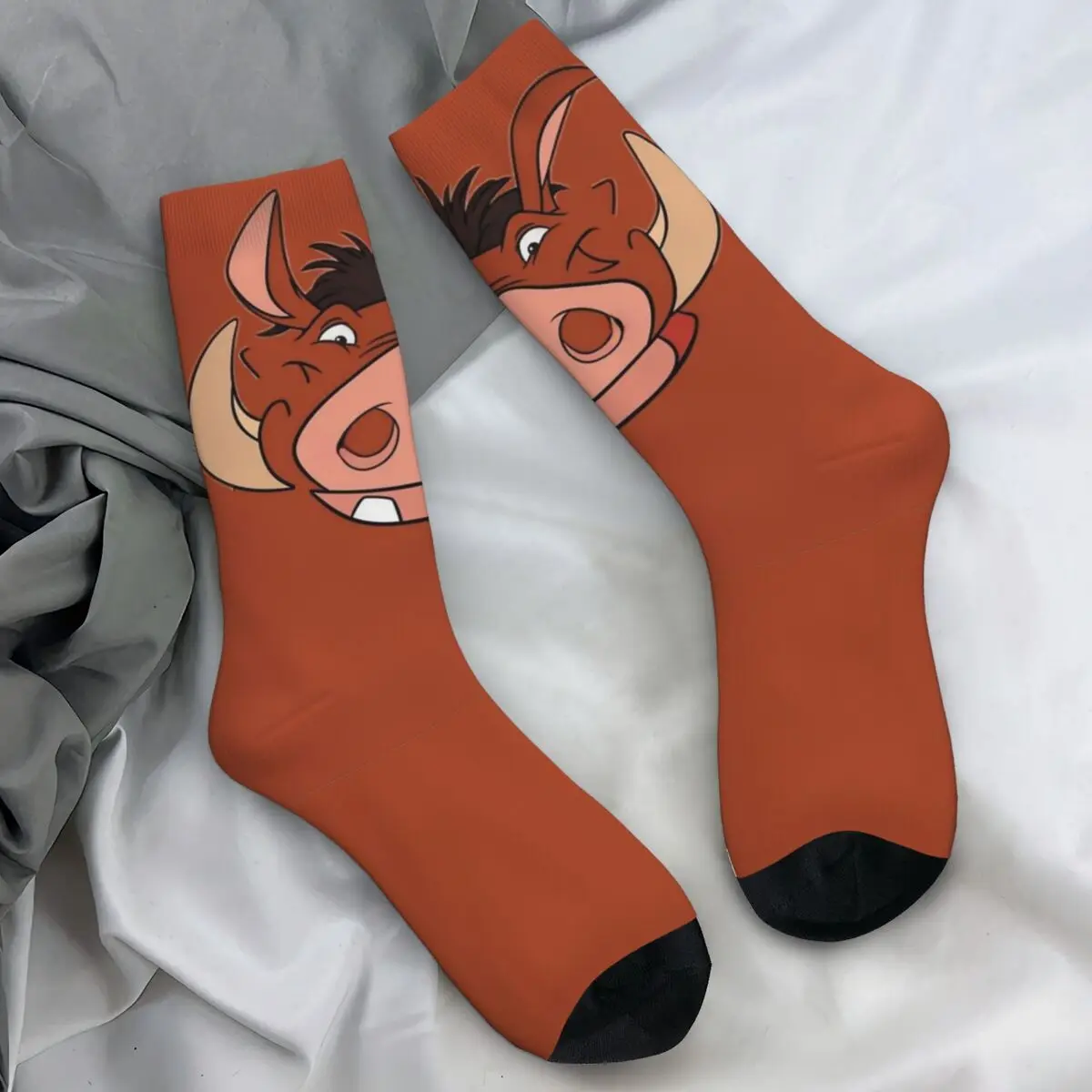 Men Socks Lion King Pumbaa Stockings Winter Fashion Soft Breathable Socks Graphic Outdoor Non Slip Socks