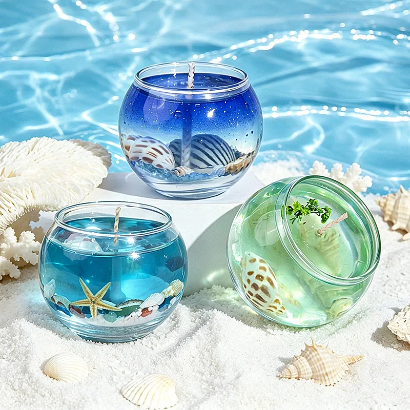 Underwater World Moon Cup Scented Candle. Home Decoration Summer Beach Cup Wax. Creative Souvenir Atmosphere Jelly Wax