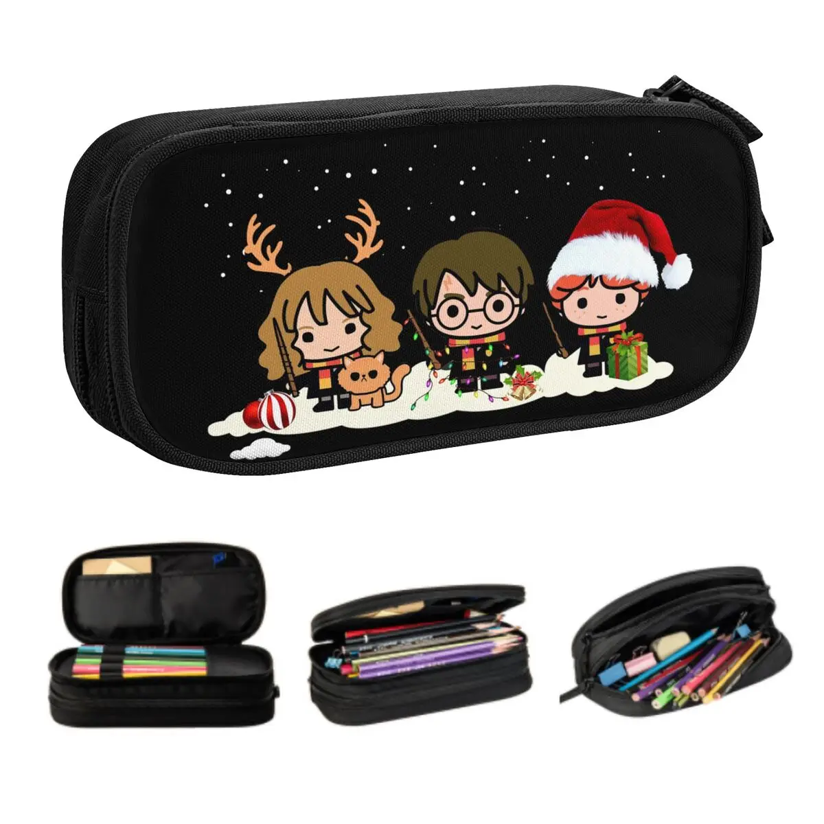 Custom Korean Wizard Cartoon Pencil Cases for School Magic Witchcraft And Wizardry Large Storage Pen Box Bag School Supplies