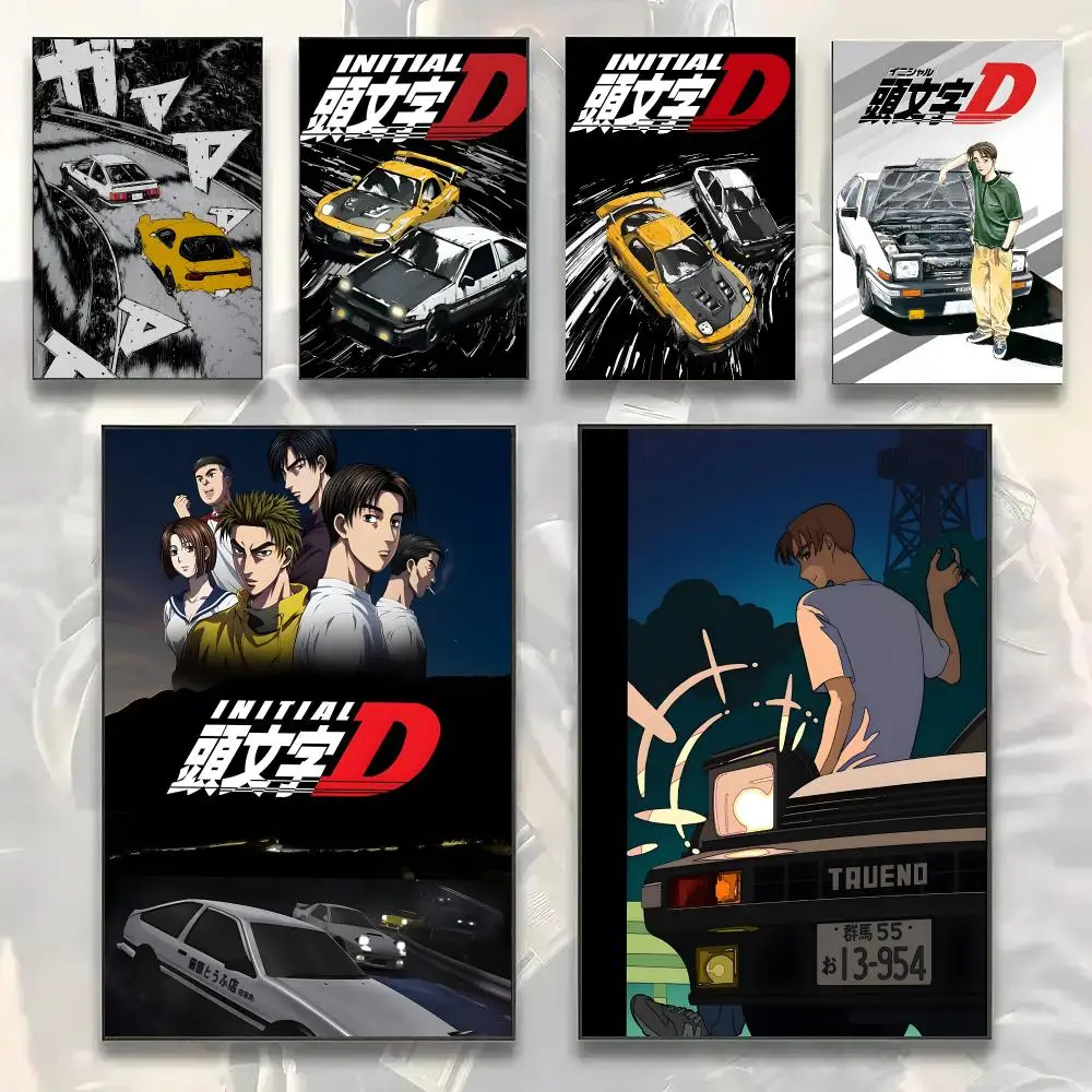 Classic Comic Anime I-Initial D Painting Calligraphy Modern Canvas Wall Art Prints for Living Room Decor | Wall Decals