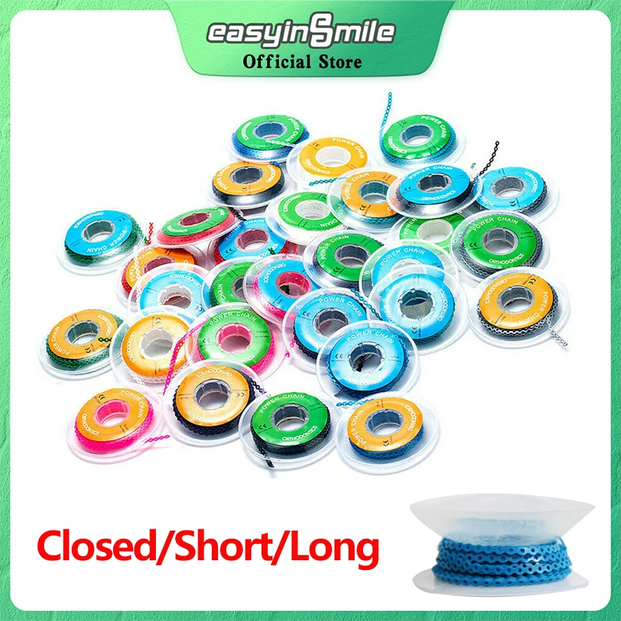 1EASYINSMILE Dental Orthodontic Ultra Power Chain Elastic Rubber Band 5Feet/Spool Long Short Continuous Closed for Dentistry Use