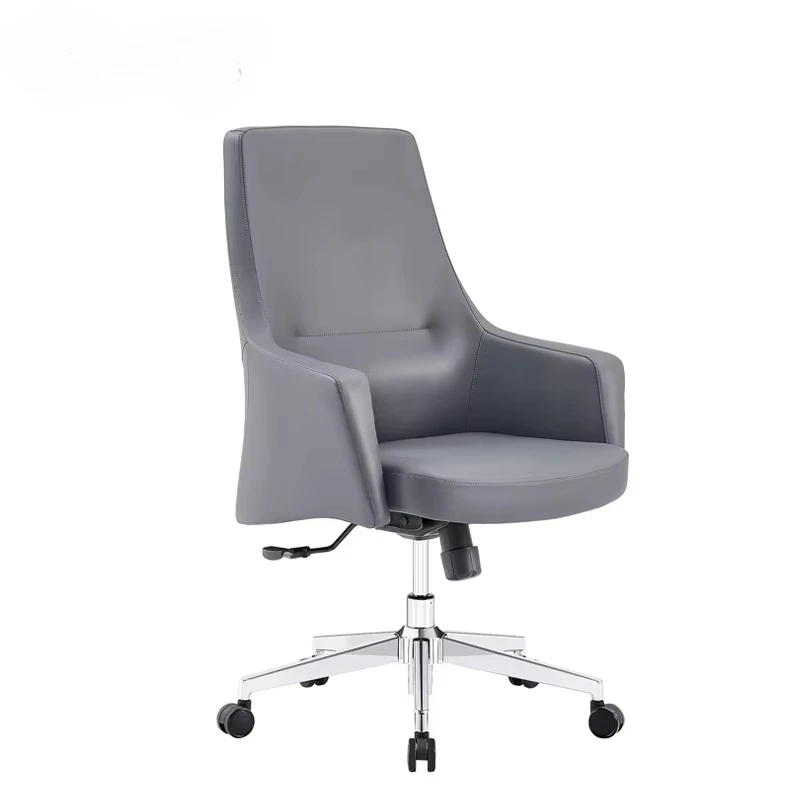 Adjustable Modern Office Furniture Ergonomic Mid-Back Office Chair 55mm Shockproof Mute PU Castors Synthetic Leather Material