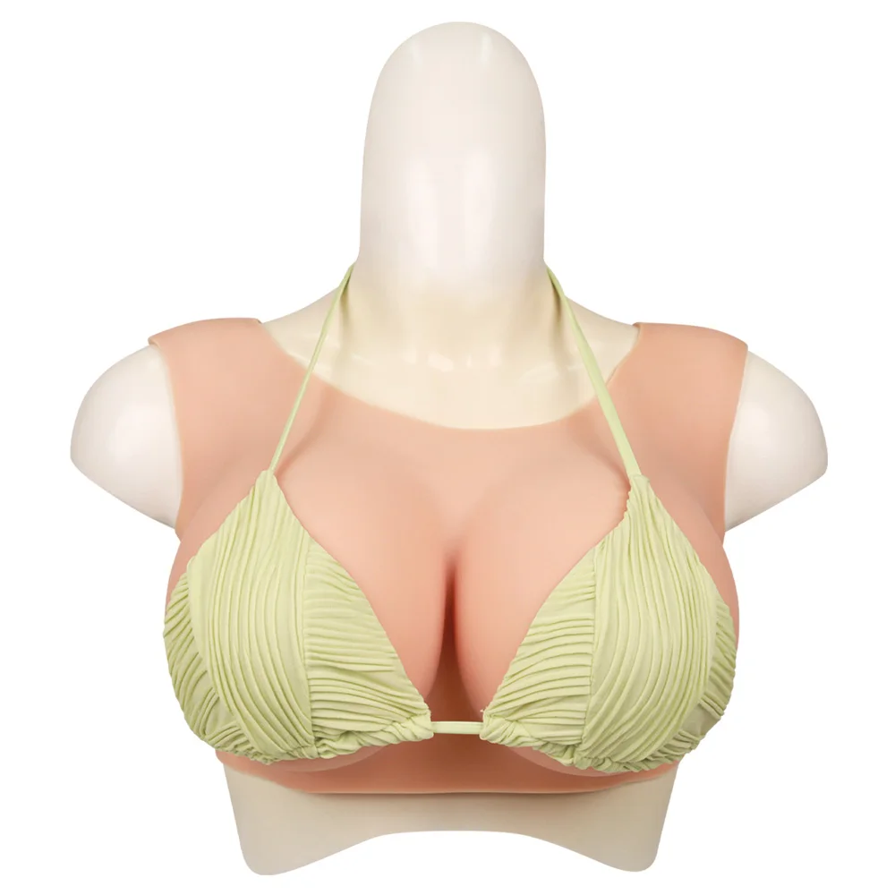 1 Piece Asian yellow Round neck Silicone Breastplate Fake boobs Fake breasts forms B-G Cup Breast Plates Transgender Cosplay Dra