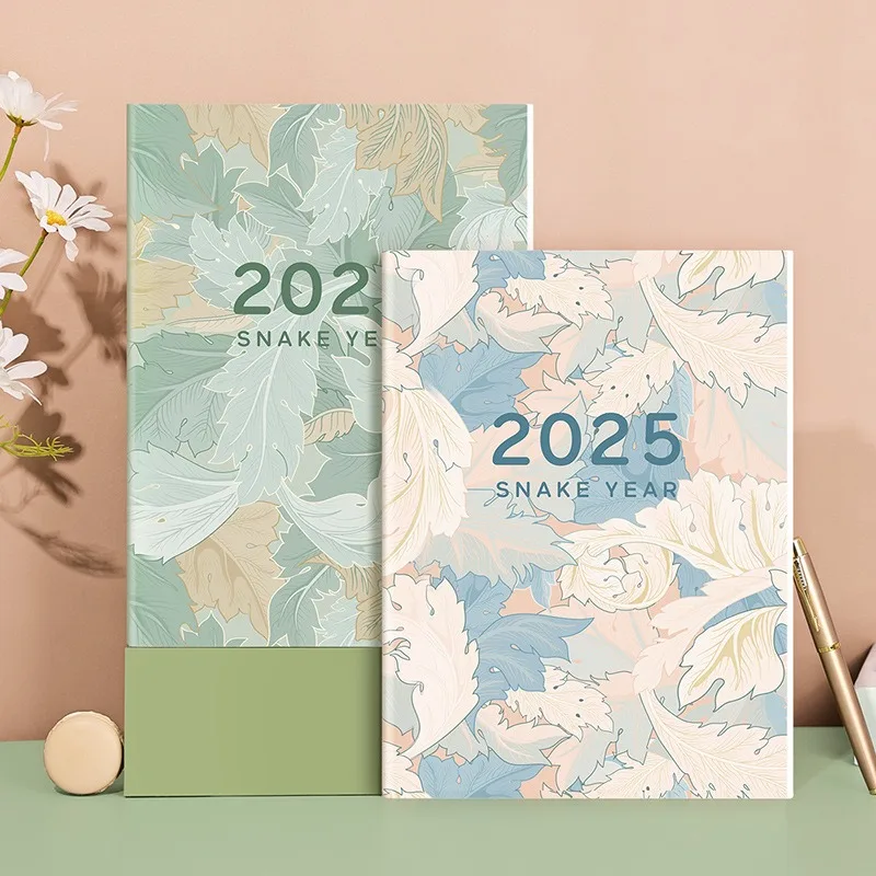 2025 Full Year A4/A5 Monthly Daily Planner Notebook Flowers 365 Days Time Management Cardboard Goals Efficiency Manual cuadernos