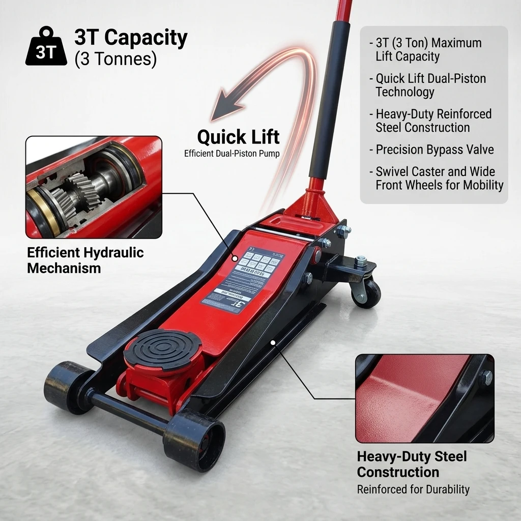 Hydraulic floor jack Horizontal 33 ton trolley jack with double pump