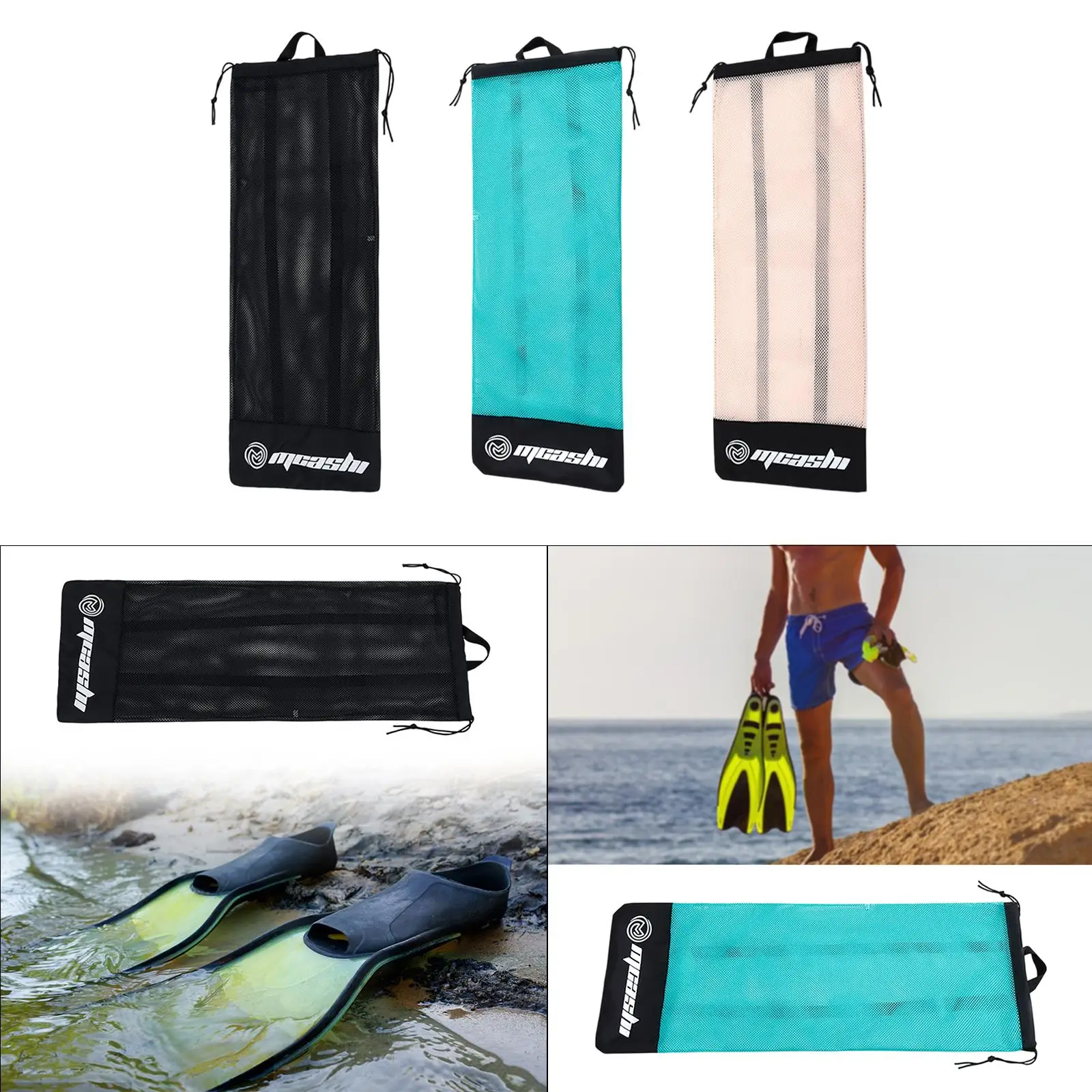 Snorkeling Fins Holder Bag with Drawstring for Scuba Gear Transport