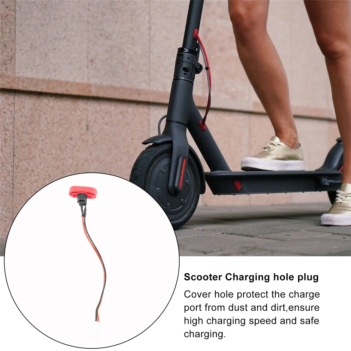 For M365 Electric Scooter Charging Hole Cover with Charging Cable Charging Port Plastic Waterproof Cover