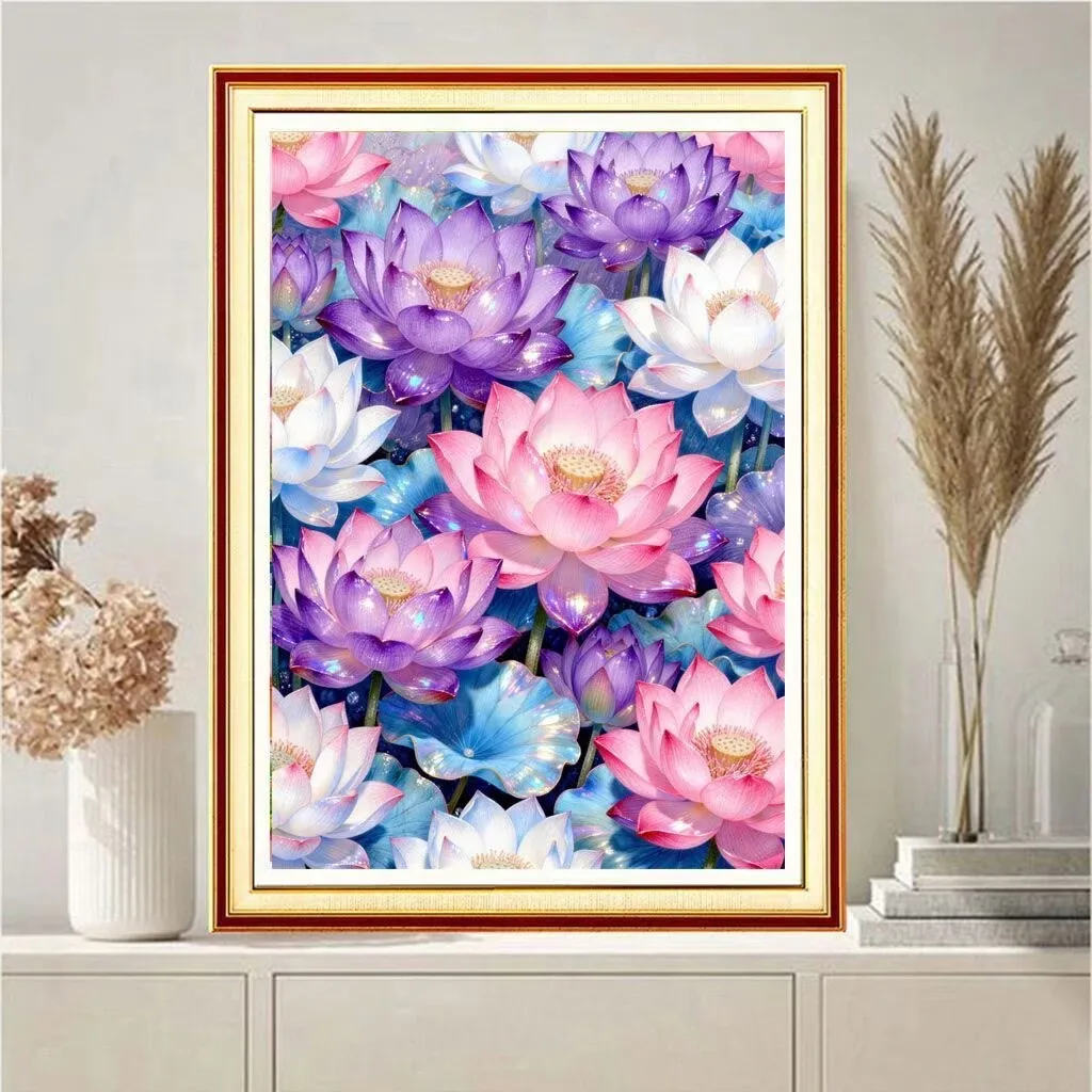 

Наборы для вышивания лотоса 9CT 11CT в китайском стиле, с принтом, для рукоделия, вышивки крестом, наборы для домашнего творчества