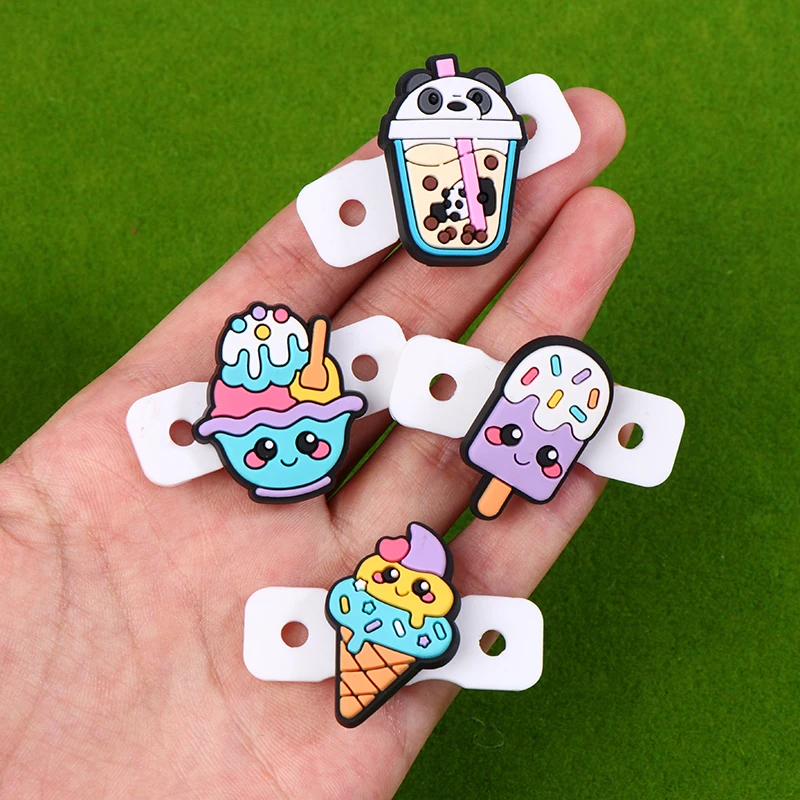 

4Pcs Cute Cartoon Cone Milk Tea Ice Cream Dessert Tennis Racquet Damper Tennis Racket Anti Vibration Tennis Vibration Dampeners