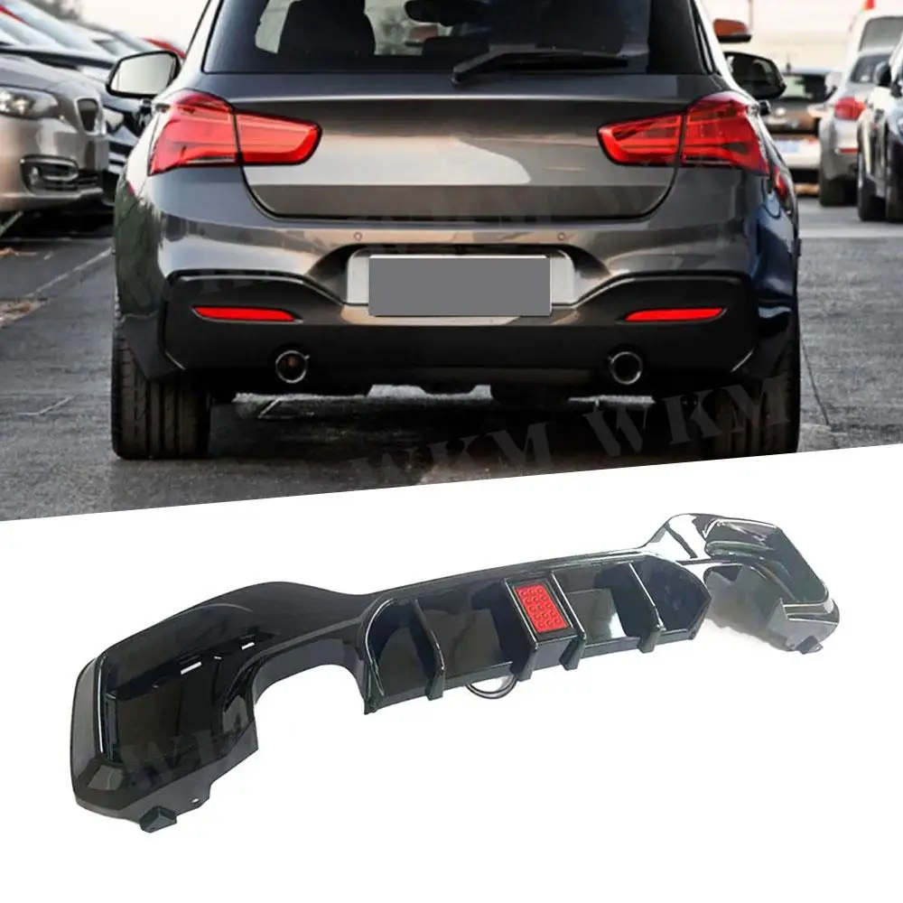 

ABS With Lamp Rear Diffuser Bumper Lip Spoiler for BMW 1 Series F20 M Sport M135i M140i 2016-2018 Rear Bumper Car Styling