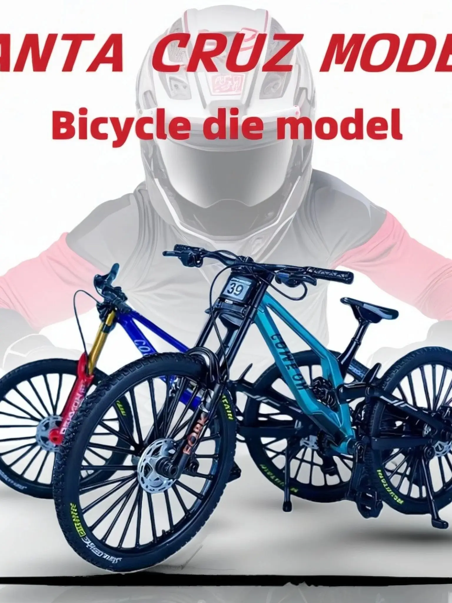 AliExpress NONE 1:8 All-Terrain Mountain bicycle Die-Made Model with realistic suspension and brakes, suitable for indoor and outdoor display.