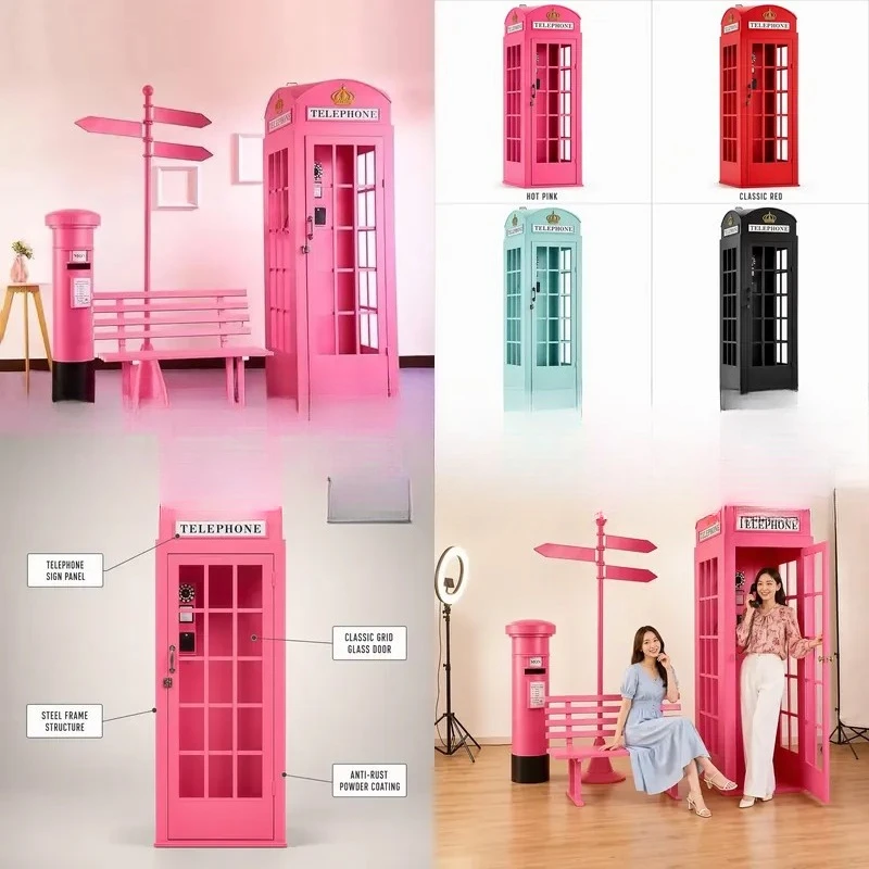 White Phone Booth with Audio Guestbook for London Wedding Decoration