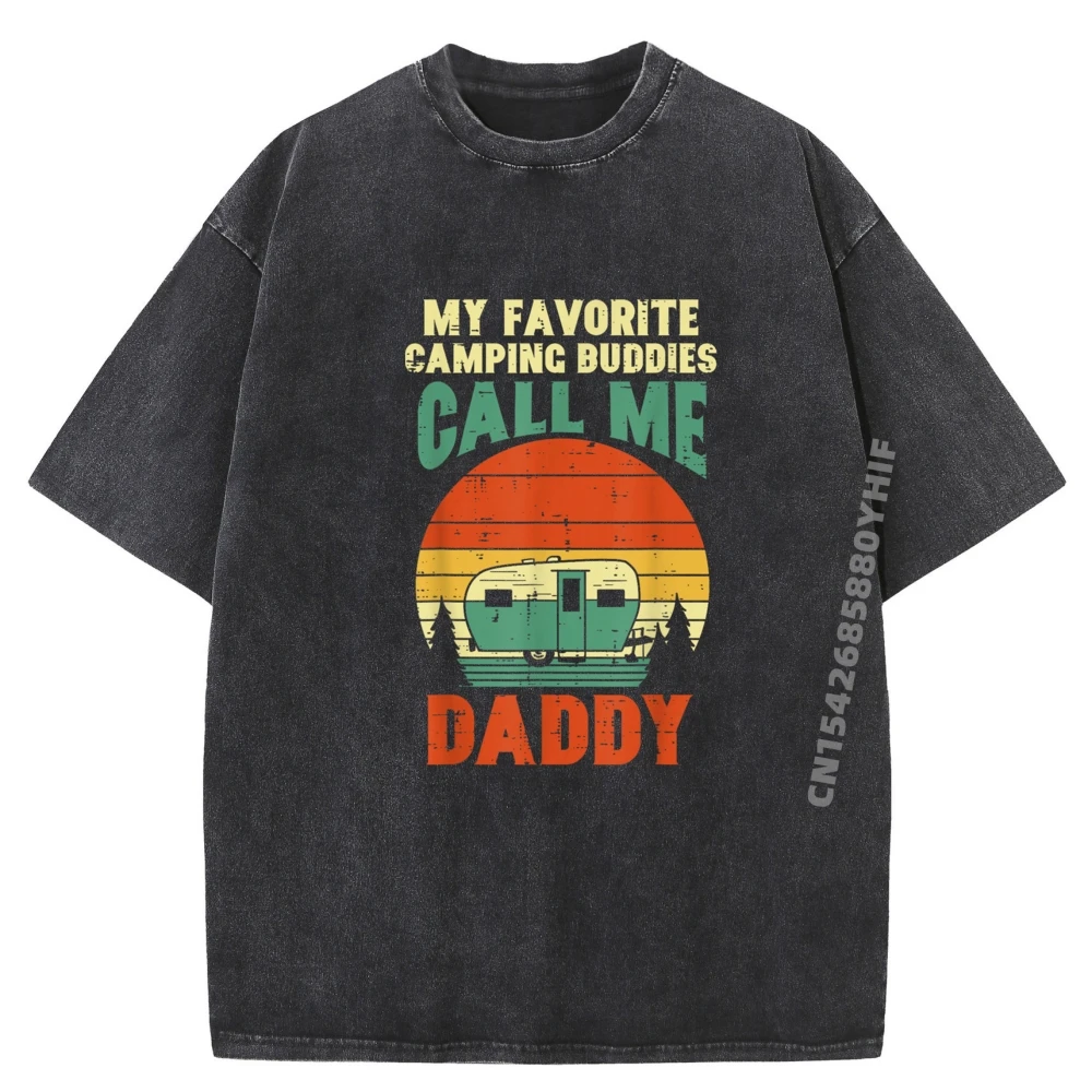 

Favorite Camping Buddies Call Daddy Outdoor Dad Papa Mens Designer T Shirt Cotton Washed T Shirt Men Vintage T-shirts