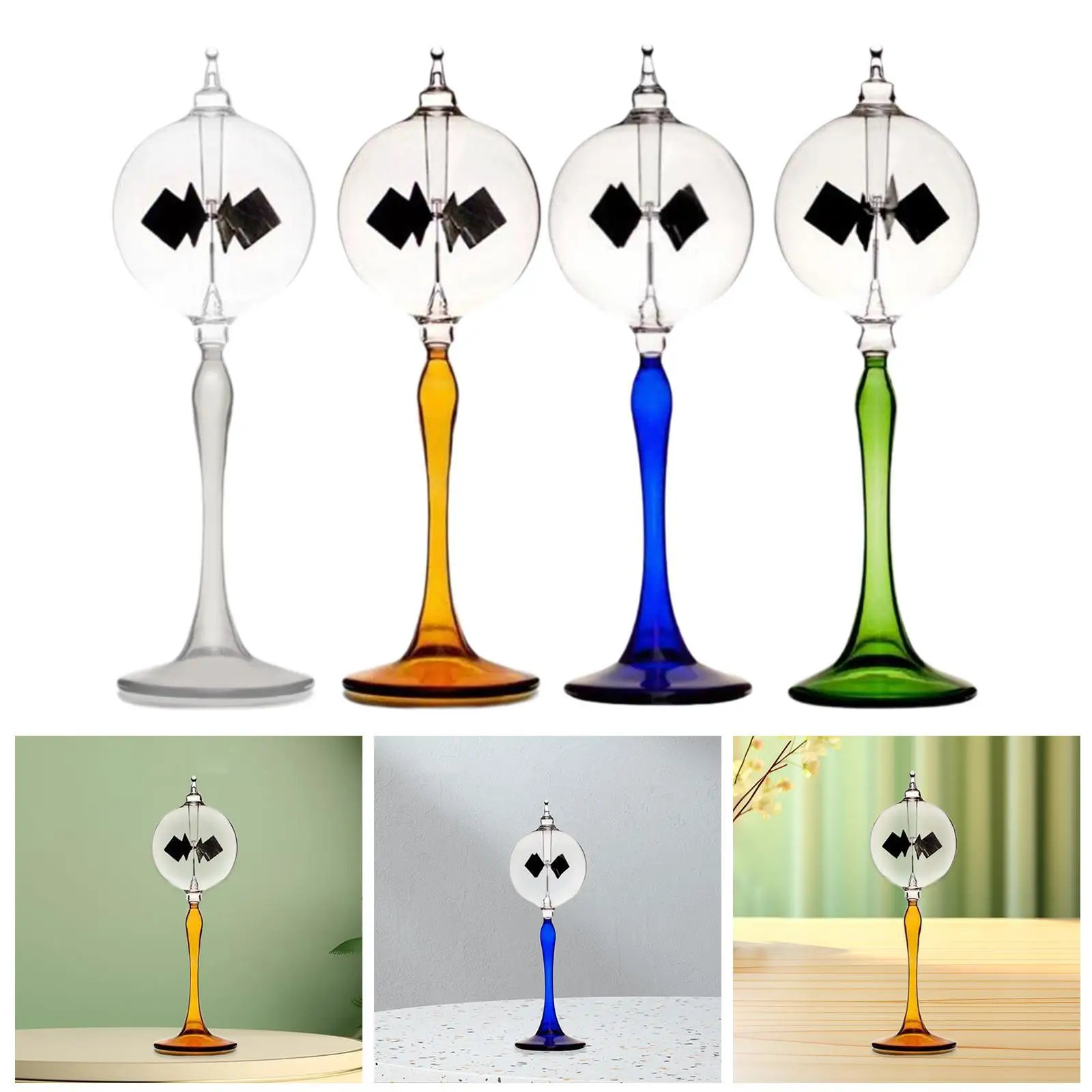 Solar Crookes Radiometer Windmill Tabletop Ornament Sun Light Energy Spinning