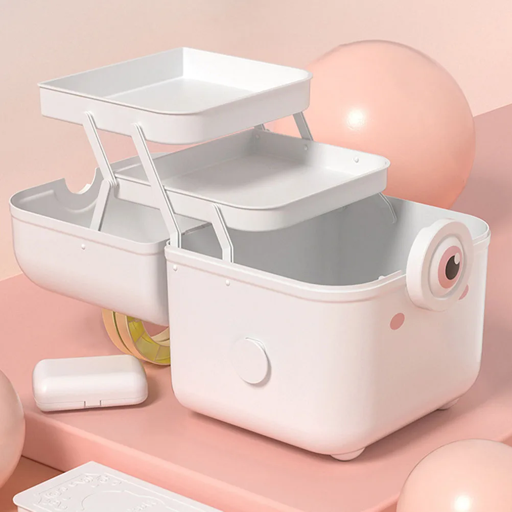 

Portable Medicine Container First Aid Kit Large Capacity Safety Clasp PP Material Round Edges Multi Layer Compartment Home