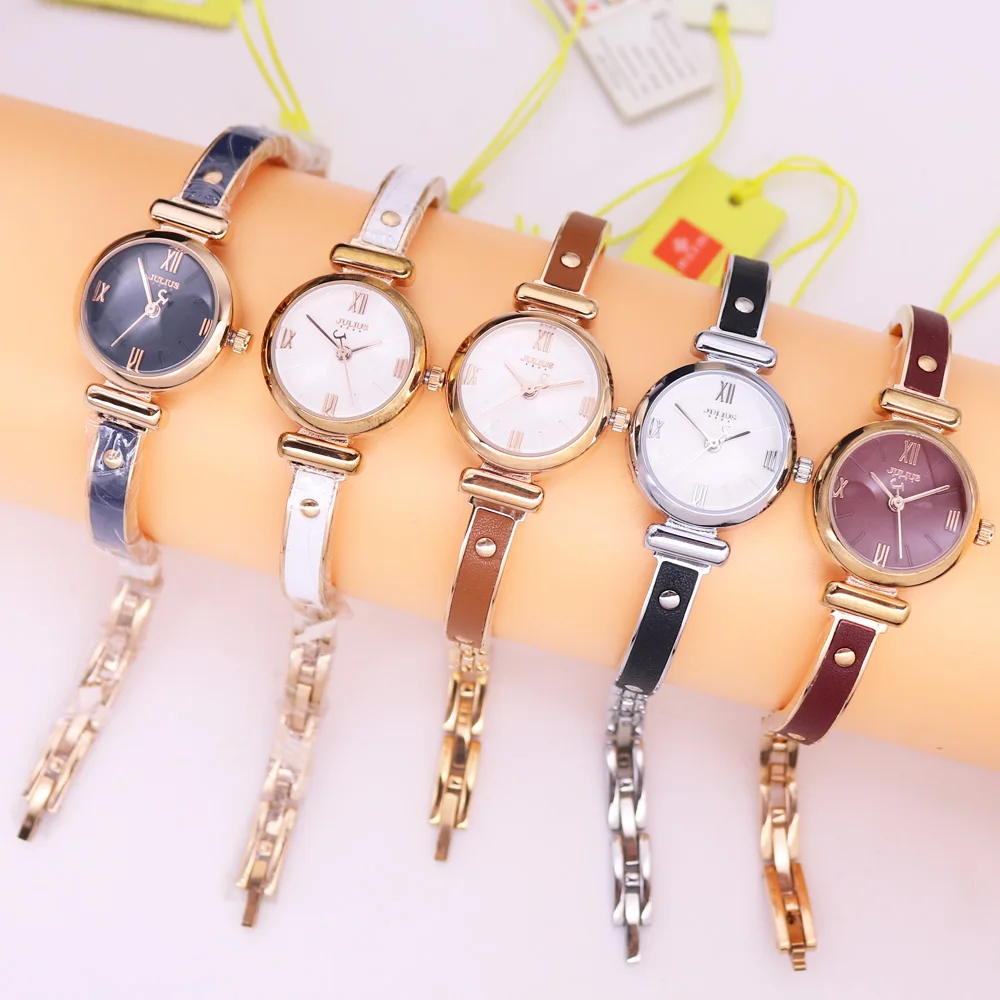 Hot Julius Lady Women\'s Watch Fashion Hours Dress Rhinestone Shell Bracelet Chain Business School Girl Birthday Gift Box 878
