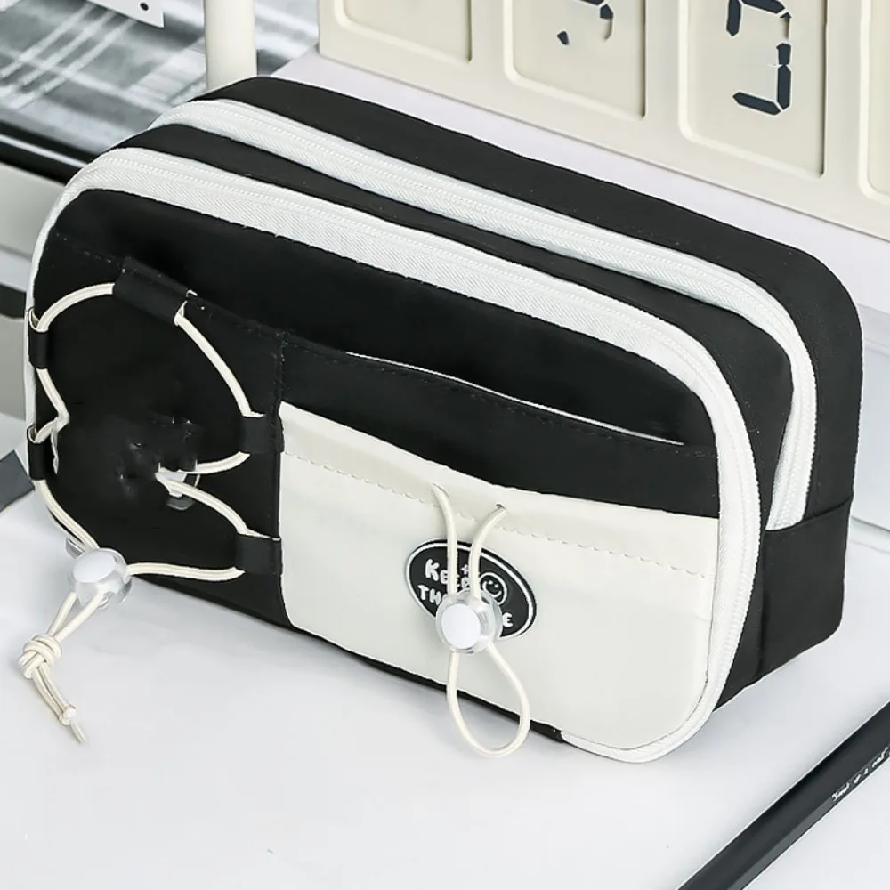 

Large Capacity Panda Pencil Cases Multifunctional with Front Pocket Cartoon Pencil Case 9 Grid Zipper Stationery Storage Bag