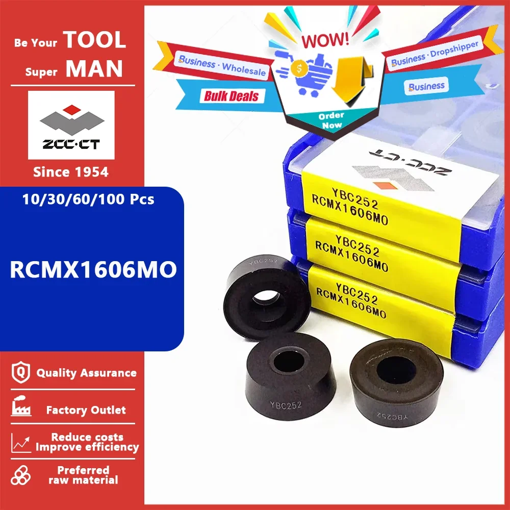 

ZCC CT Business RCMX1606MO YBC251 YBC252 YBC351 YBD151 Carbide Insert RCMX 1606 MO YBC251 CNC Tools Cutter Turning CNC Tool