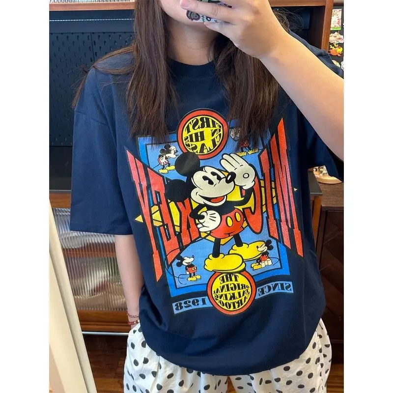 

Новая уличная хлопковая футболка с короткими рукавами и принтом Микки Диснея, женская модная универсальная футболка для беременных Top Tide