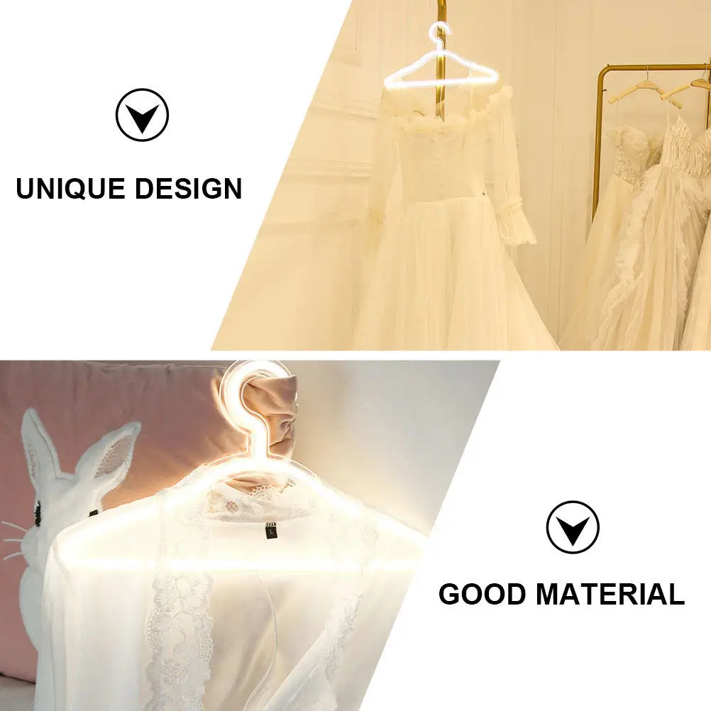 

LED Neon Light Clothes Stand Hanger Shaped Decorative Lamp for Home Wedding Party Indoor Space Warm Romantic Atmosphere USB