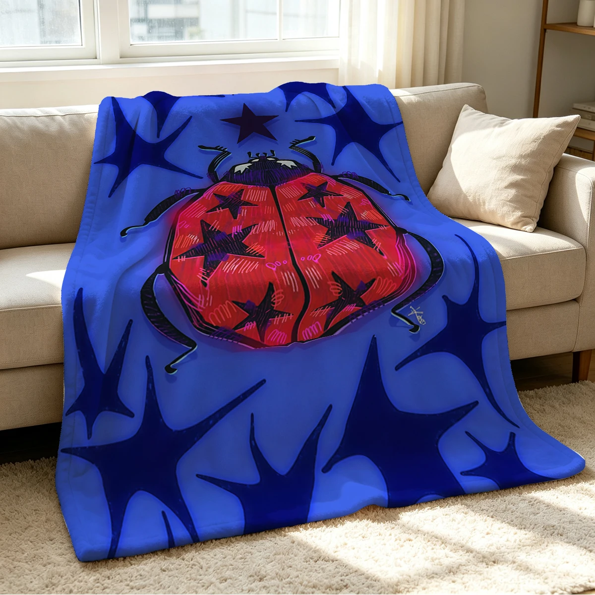 Star Beetle Blanket Soft Cozy Throw for Sofa Bed Festive Holiday Decor Gift for Kids and Adults,Lightweight and Warm