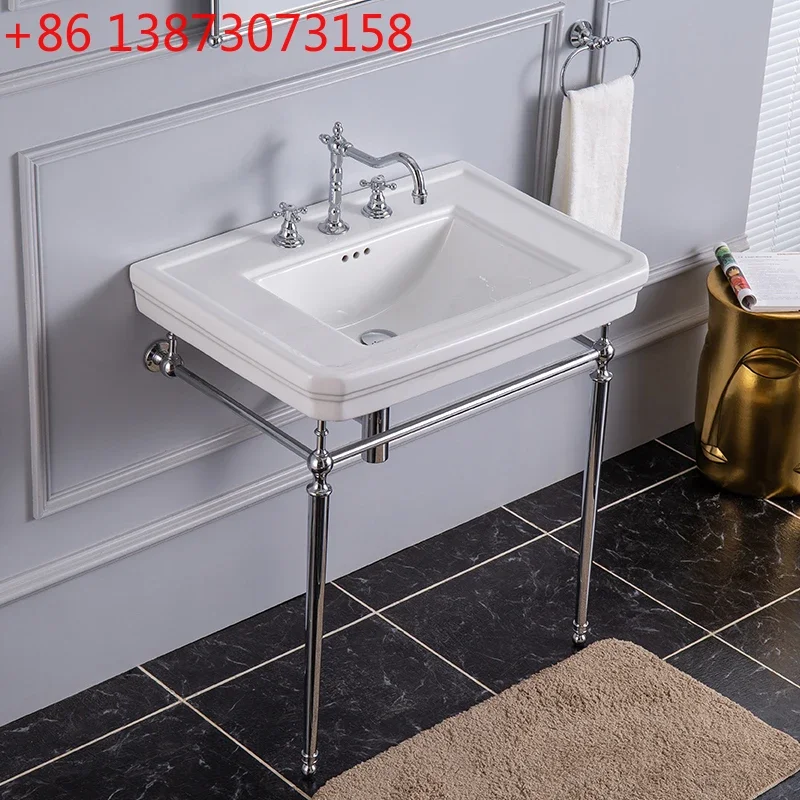 Three-hole bracket basin floor-to-ceiling retro style designer home bathroom bathroom simple