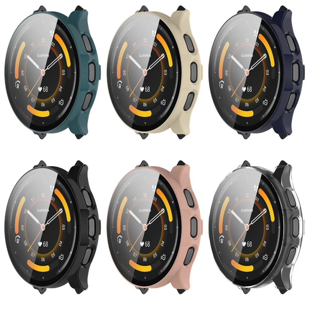 PC Case+Tempered Glass For Garmin Venu3/3S Active Full Cover Screen Protector Smartwatch Bumper Cleaning cotton